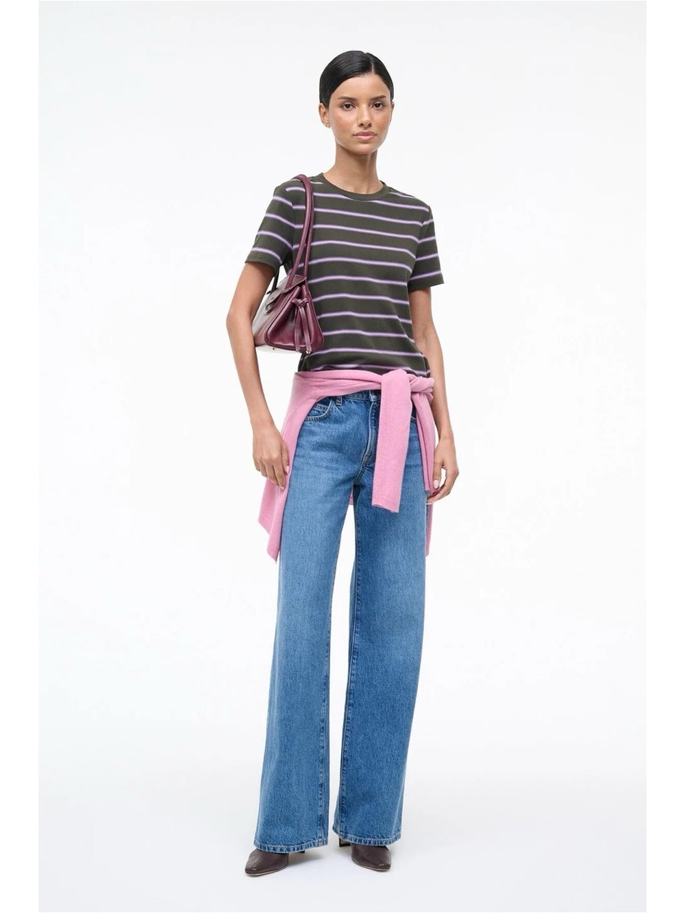 NWT Staud Weekend Crew Tee Pine Stripe